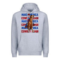 Heather Grey make america cowboy again Premium Hoodie - texasbilliewilder