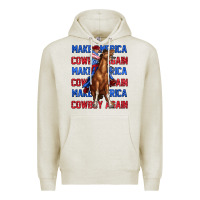 Oatmeal Heather make america cowboy again Premium Hoodie - texasbilliewilder