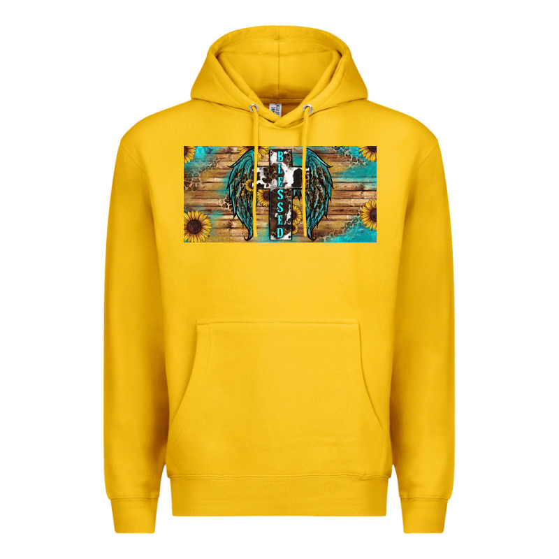 Western Blessed Cros Sunflowers Licence Plate Premium Hoodie by RanaPortraitStore | Teevron