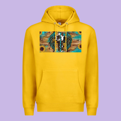 Western Blessed Cros Sunflowers Licence Plate Premium Hoodie Designed By Ranaportraitstore