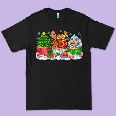 Festive Christmas Cupcakes Premium Tee Designed By Cowhidedigitalart
