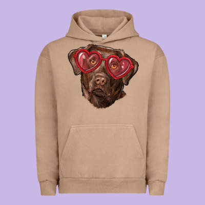 Urban Hoodie labrador retriever with love glass