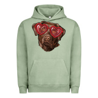 Pigment Oil Green labrador retriever with love glass Urban Hoodie - RanaPortraitStore