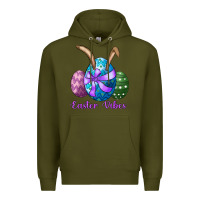 Army Green easter bunny ear eggs easter vibes Premium Hoodie - RanaPortraitStore