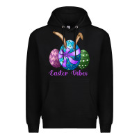 Black easter bunny ear eggs easter vibes Premium Hoodie - RanaPortraitStore