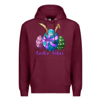 Burgundy easter bunny ear eggs easter vibes Premium Hoodie - RanaPortraitStore