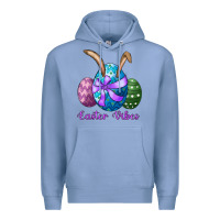 Colony Blue easter bunny ear eggs easter vibes Premium Hoodie - RanaPortraitStore