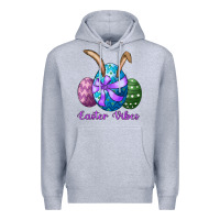 Heather Grey easter bunny ear eggs easter vibes Premium Hoodie - RanaPortraitStore