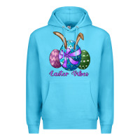 Ocean Blue easter bunny ear eggs easter vibes Premium Hoodie - RanaPortraitStore