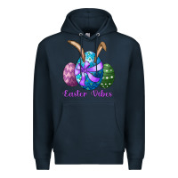 Navy easter bunny ear eggs easter vibes Premium Hoodie - RanaPortraitStore