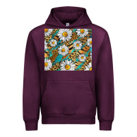 Mauve Wine Leopard And Tiger Daisy Urban Hoodie - RanaPortraitStore