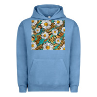 Pigment Pebble Blue Leopard And Tiger Daisy Urban Hoodie - RanaPortraitStore