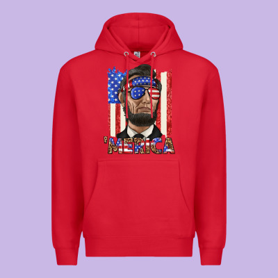 Merica With Lincoln Premium Hoodie Designed By Texasbilliewilder