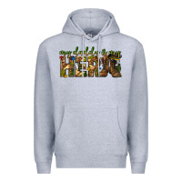 Heather Grey my daddy is my hero army western Premium Hoodie - texasbilliewilder