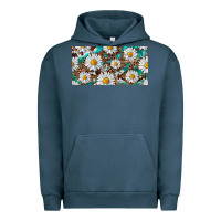 Pigment Midnight Navy leopard daisy Urban Hoodie - RanaPortraitStore