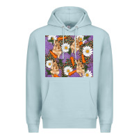 Blue Mist easter bunny carrot daisys leopard glitter Premium Hoodie - RanaPortraitStore