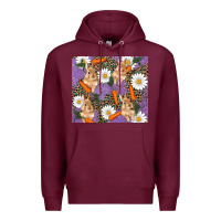 Burgundy easter bunny carrot daisys leopard glitter Premium Hoodie - RanaPortraitStore