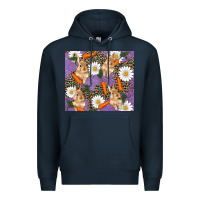 Navy easter bunny carrot daisys leopard glitter Premium Hoodie - RanaPortraitStore