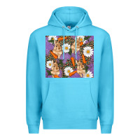 Ocean Blue easter bunny carrot daisys leopard glitter Premium Hoodie - RanaPortraitStore