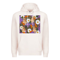 Pale Pink easter bunny carrot daisys leopard glitter Premium Hoodie - RanaPortraitStore