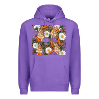 Purple easter bunny carrot daisys leopard glitter Premium Hoodie - RanaPortraitStore