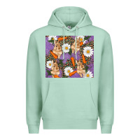 Seafoam easter bunny carrot daisys leopard glitter Premium Hoodie - RanaPortraitStore
