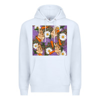 White easter bunny carrot daisys leopard glitter Premium Hoodie - RanaPortraitStore