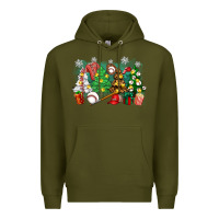 Army Green christmas trees with baseball Premium Hoodie - Zillion Design Studio