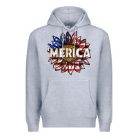 Heather Grey merica with sunflower Premium Hoodie - texasbilliewilder