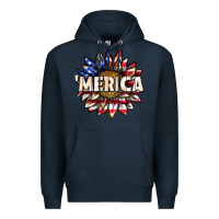 Navy merica with sunflower Premium Hoodie - texasbilliewilder