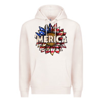 Pale Pink merica with sunflower Premium Hoodie - texasbilliewilder