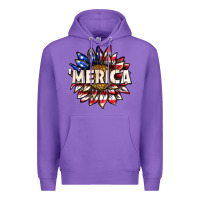 Purple merica with sunflower Premium Hoodie - texasbilliewilder