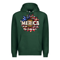 Sports Green merica with sunflower Premium Hoodie - texasbilliewilder