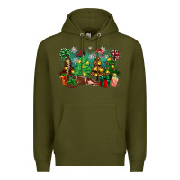Army Green christmas trees with football Premium Hoodie - Zillion Design Studio