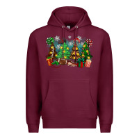 Burgundy christmas trees with football Premium Hoodie - Zillion Design Studio