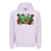 Lilac christmas trees with football Premium Hoodie - Zillion Design Studio