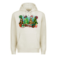 Oatmeal Heather christmas trees with football Premium Hoodie - Zillion Design Studio
