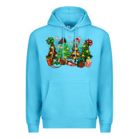 Ocean Blue christmas trees with football Premium Hoodie - Zillion Design Studio