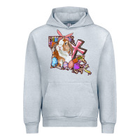 Heather Grey Louisiana Map Easter Bunny And Cross Urban Hoodie - RanaPortraitStore