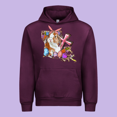 Urban Hoodie Louisiana Map Easter Bunny And Cross