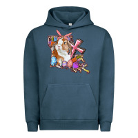 Pigment Midnight Navy Louisiana Map Easter Bunny And Cross Urban Hoodie - RanaPortraitStore