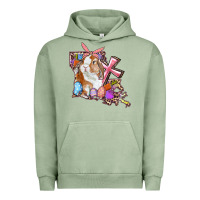 Pigment Oil Green Louisiana Map Easter Bunny And Cross Urban Hoodie - RanaPortraitStore