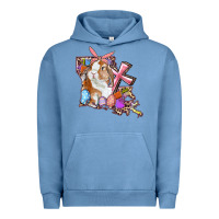 Pigment Pebble Blue Louisiana Map Easter Bunny And Cross Urban Hoodie - RanaPortraitStore
