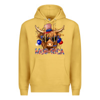 Antique Gold moorica with cow billie wilder Premium Hoodie - texasbilliewilder