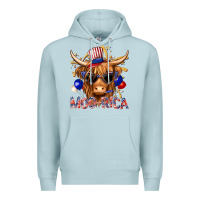 Blue Mist moorica with cow billie wilder Premium Hoodie - texasbilliewilder