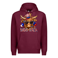 Burgundy moorica with cow billie wilder Premium Hoodie - texasbilliewilder