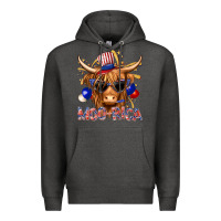 Charcoal Heather moorica with cow billie wilder Premium Hoodie - texasbilliewilder