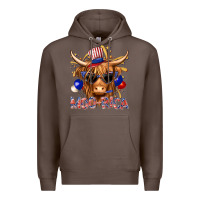 Coffee moorica with cow billie wilder Premium Hoodie - texasbilliewilder