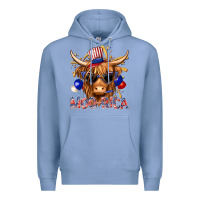 Colony Blue moorica with cow billie wilder Premium Hoodie - texasbilliewilder