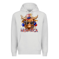 Dove Grey moorica with cow billie wilder Premium Hoodie - texasbilliewilder